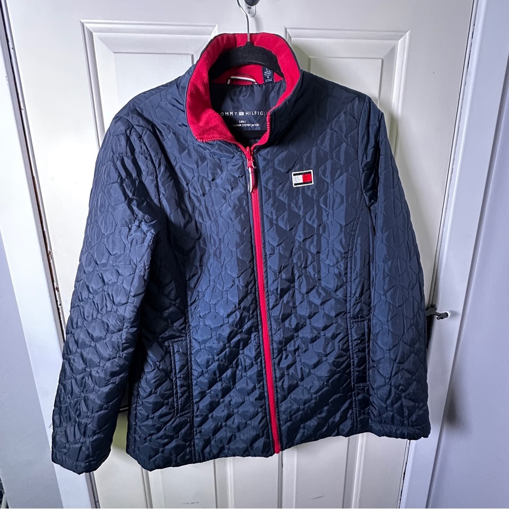Tommy Hilfiger Women’s 3-IN-1 Quilted Jacket - Navy and Red